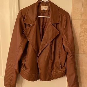 Brown Pleather Moto Jacket